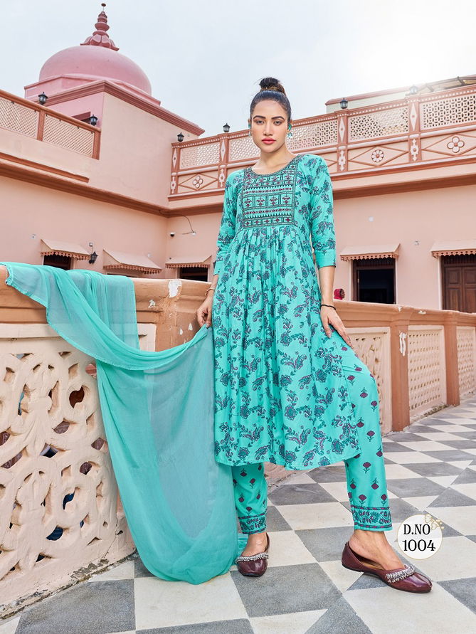 Blue Hills Senorita Vol 20 Rayon Printed Naira Cut Kurti With Dupatta Wholesale Suppliers In Mumbai
